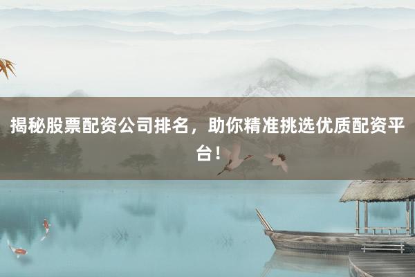 揭秘股票配资公司排名，助你精准挑选优质配资平台！