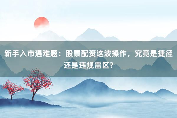 新手入市遇难题：股票配资这波操作，究竟是捷径还是违规雷区？