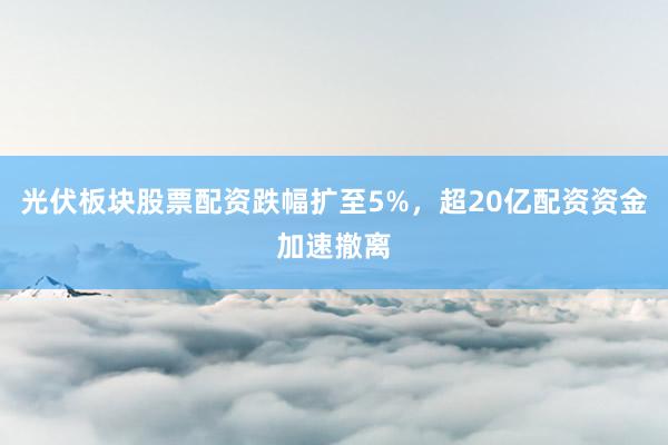 光伏板块股票配资跌幅扩至5%，超20亿配资资金加速撤离