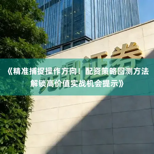 《精准捕捉操作方向！配资策略回测方法解锁高价值实战机会提示》