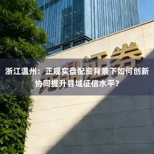 浙江温州：正规实盘配资背景下如何创新协同提升县域征信水平？