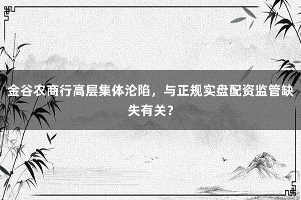 金谷农商行高层集体沦陷，与正规实盘配资监管缺失有关？
