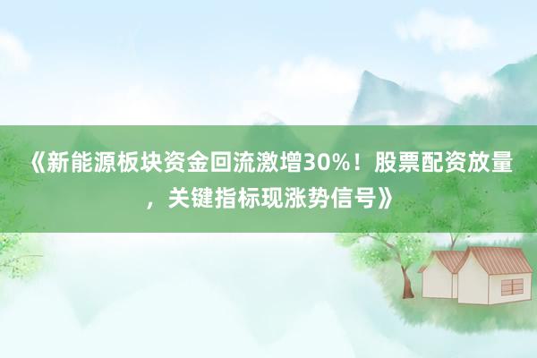 《新能源板块资金回流激增30%！股票配资放量，关键指标现涨势信号》