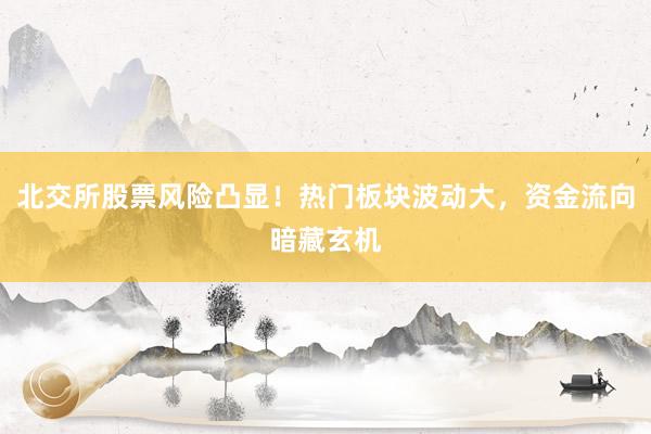 北交所股票风险凸显！热门板块波动大，资金流向暗藏玄机