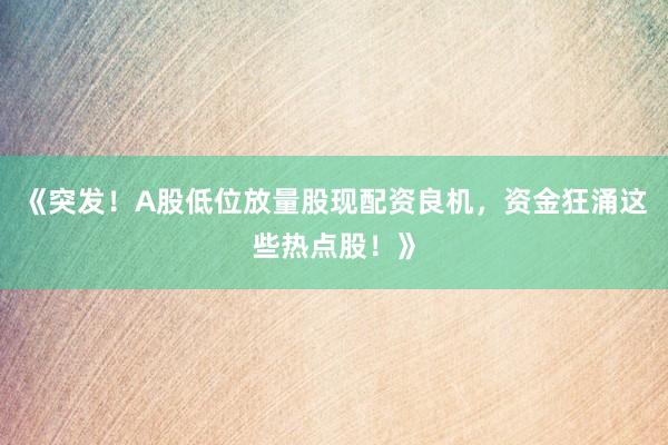 《突发！A股低位放量股现配资良机，资金狂涌这些热点股！》