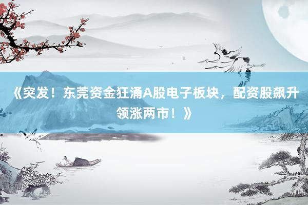 《突发！东莞资金狂涌A股电子板块，配资股飙升领涨两市！》