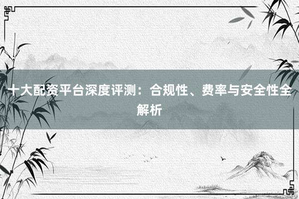 十大配资平台深度评测：合规性、费率与安全性全解析