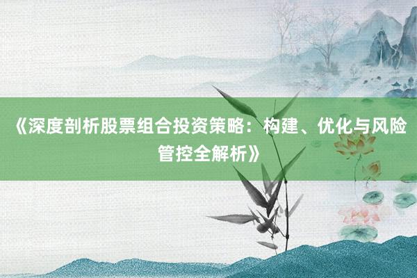 《深度剖析股票组合投资策略:构建、优化与风险管控全解析》