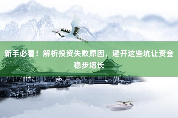 新手必看！解析投资失败原因，避开这些坑让资金稳步增长