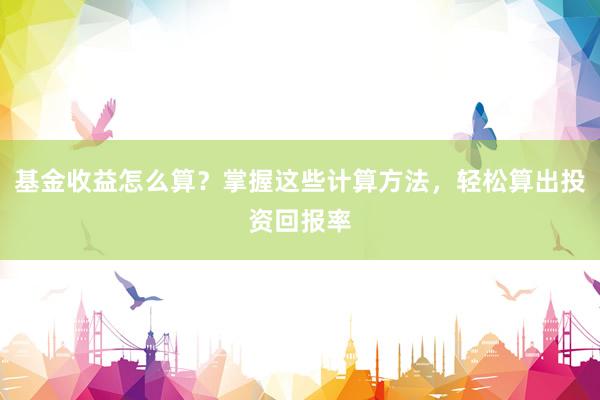 基金收益怎么算？掌握这些计算方法，轻松算出投资回报率