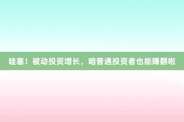 哇塞！被动投资增长，咱普通投资者也能赚翻啦