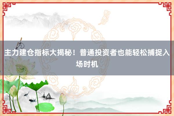 主力建仓指标大揭秘！普通投资者也能轻松捕捉入场时机