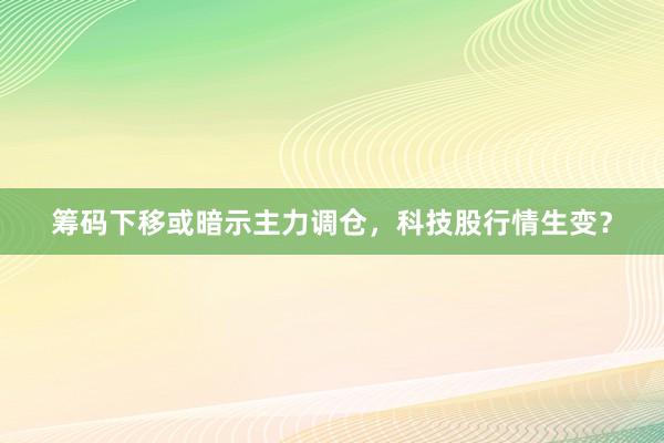 筹码下移或暗示主力调仓，科技股行情生变？