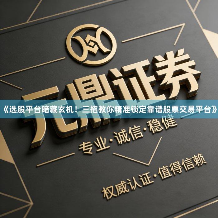 《选股平台暗藏玄机！三招教你精准锁定靠谱股票交易平台》
