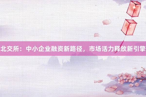 北交所：中小企业融资新路径，市场活力释放新引擎